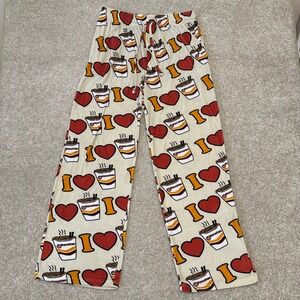 Maruchan Ramen Instant Lunch Fleece Pajama Pants Mens Large I Heart Cup Noodles